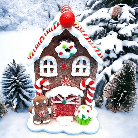Gingerbread House Faux Cookie Candy Canes Gingerbread Man Cupcake Fake Bake Deco - Picture 1 of 8
